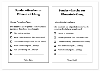 Bildschirmfoto einer PDF mit Text zur Filmentwicklung und Ankreuzkästchen